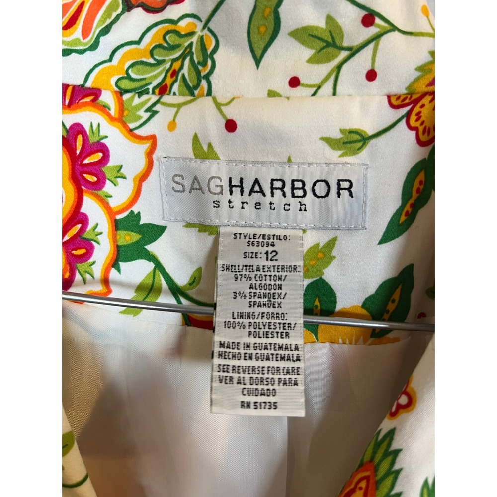 Sag Harbor Womens Blazer Floral Stretch Cotton 3-Button Jacket Size 12 - Picture 2 of 5